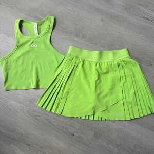 ALO Yoga Lime Green Skirt Set